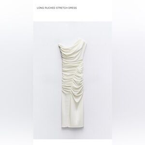 NWT Zara White Ruched Dress